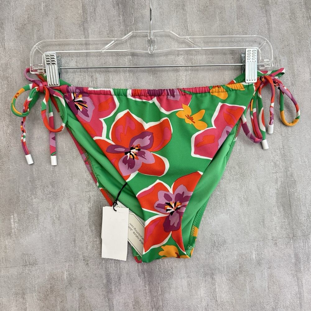 Sanctuary Side Tie Bikini Bottom Womens Large Floral Multicolor Swim #SASB24535